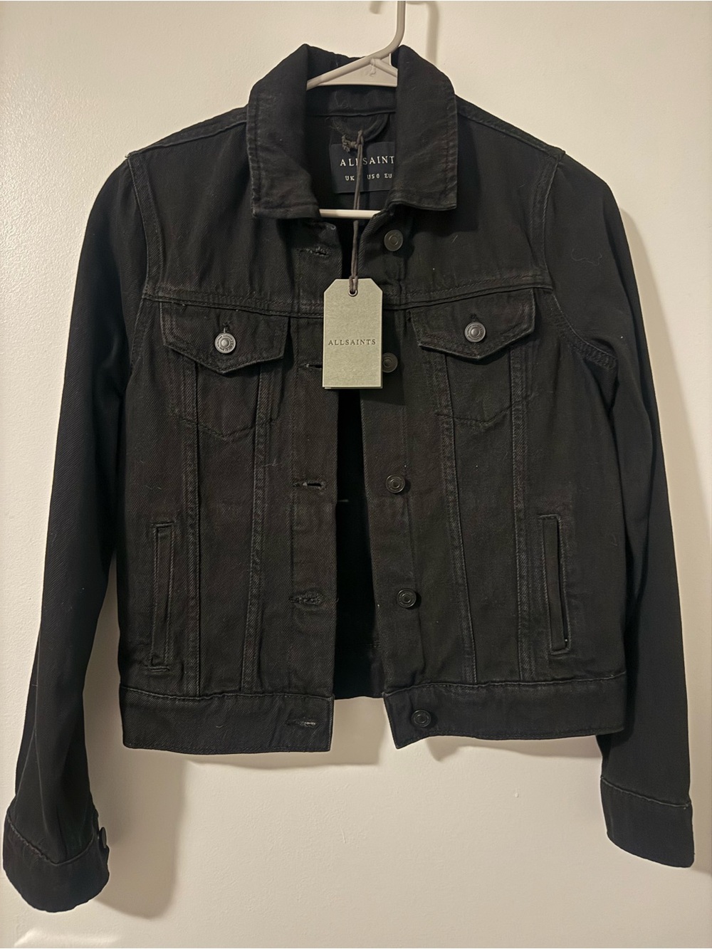 All Saints Black Denim Jacket size 0 Brand new with tags